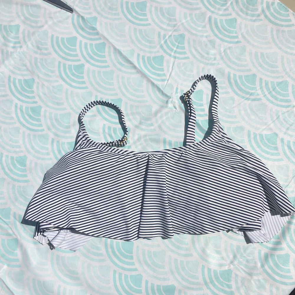 Ruffled & Striped Bikini Top